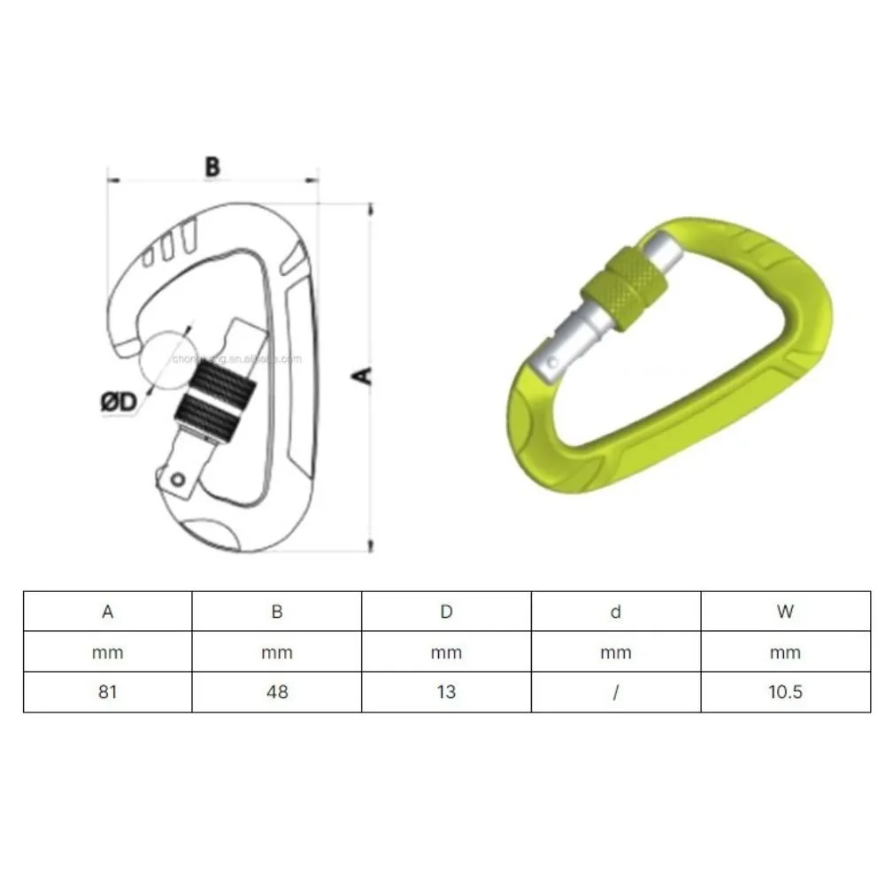 12KN المهنية حلقة تسلق السلامة الألومنيوم متعدد الألوان تسلق قفل الأمان أداة التصاعدي في الهواء الطلق