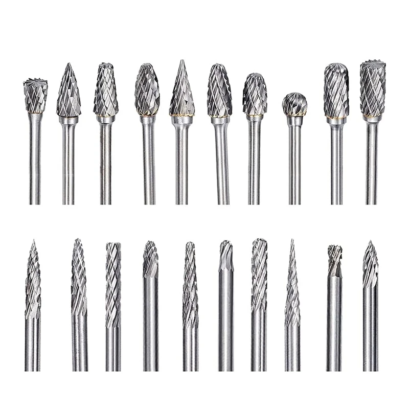 

20 Pcs Carbide Double Cut For Dremel Carving Bits With 1/8 Inch Shank And 1/4 Inch Head Length Tungsten Carbide Rotary