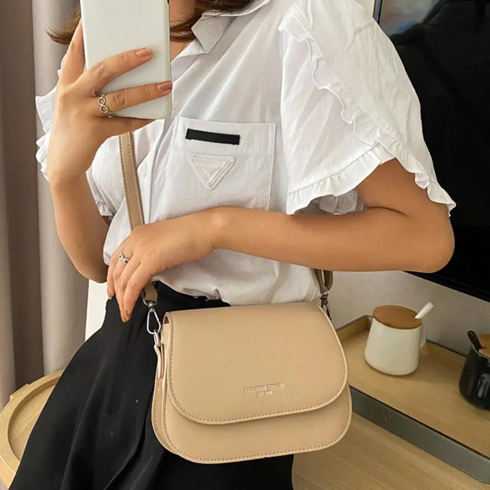 Adjustable Strap Saddle Bag Large Capacity Women\'s Shoulder Bag with Adjustable Strap Faux Leather Handbag for Phone Cosmetic