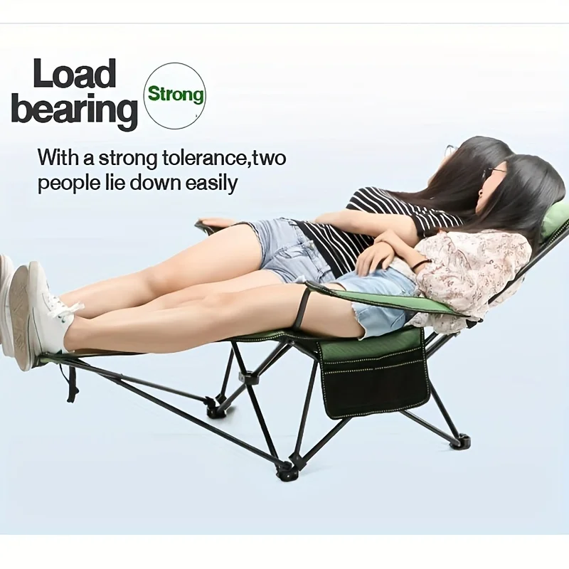 Portable Relaxation Master - 3.2kg Lightweight Steel Pole Folding Chair with Oxford Cloth, Comfortable Head Rest,