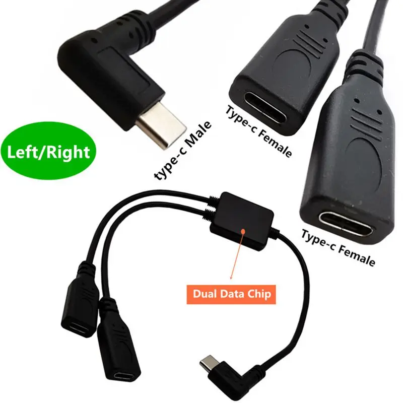 30cm 1/2 Simultaneous Data Transmission Type-C Male to 2 * Female Phone Tablet Digital Device Universal Data Charging Cable
