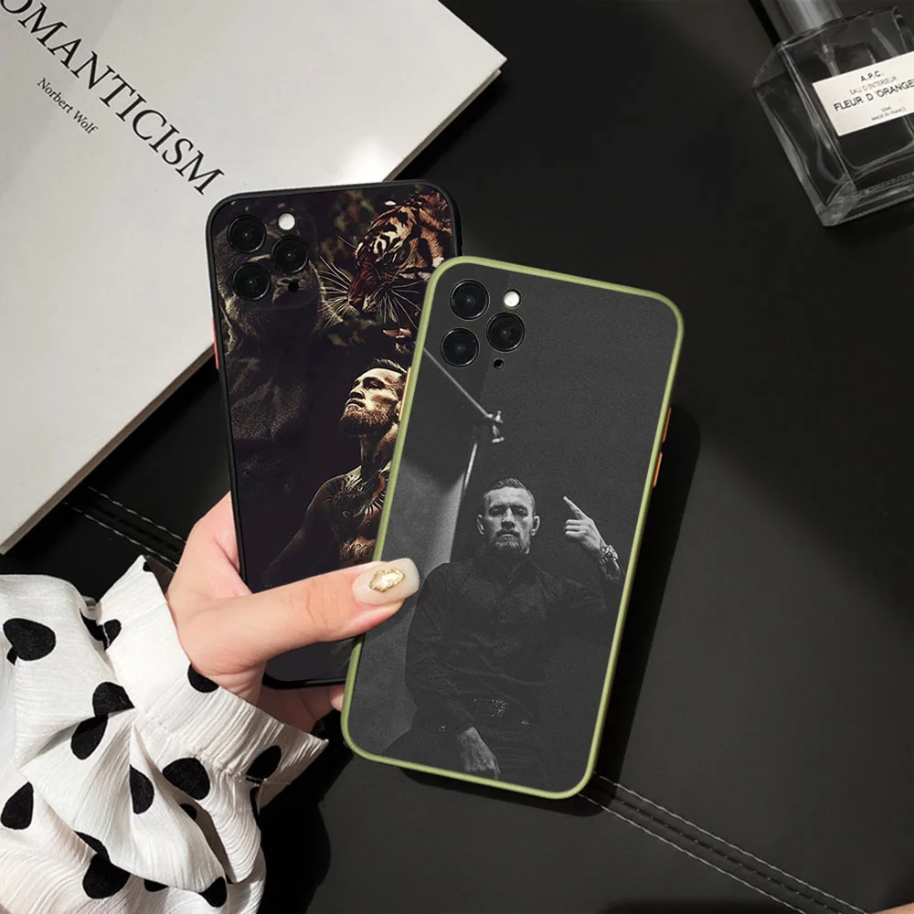 For iphone 15 8 7 14 Plus 13 12 11 Mini Pro SE XS Max X XR 6s Conor Mcgregor Frosted Translucent King Cover Black Phone Case