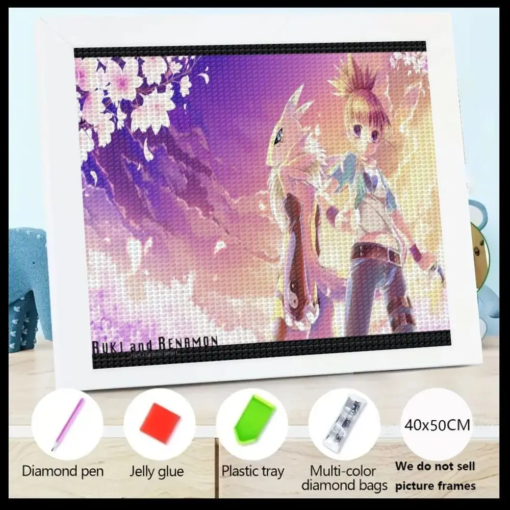 

Набор для алмазной вышивки 5D BUKI и RENAMON в стиле аниме — 40x50 см с розово-фиолетовым градиентным фоном, сакура, аниме B