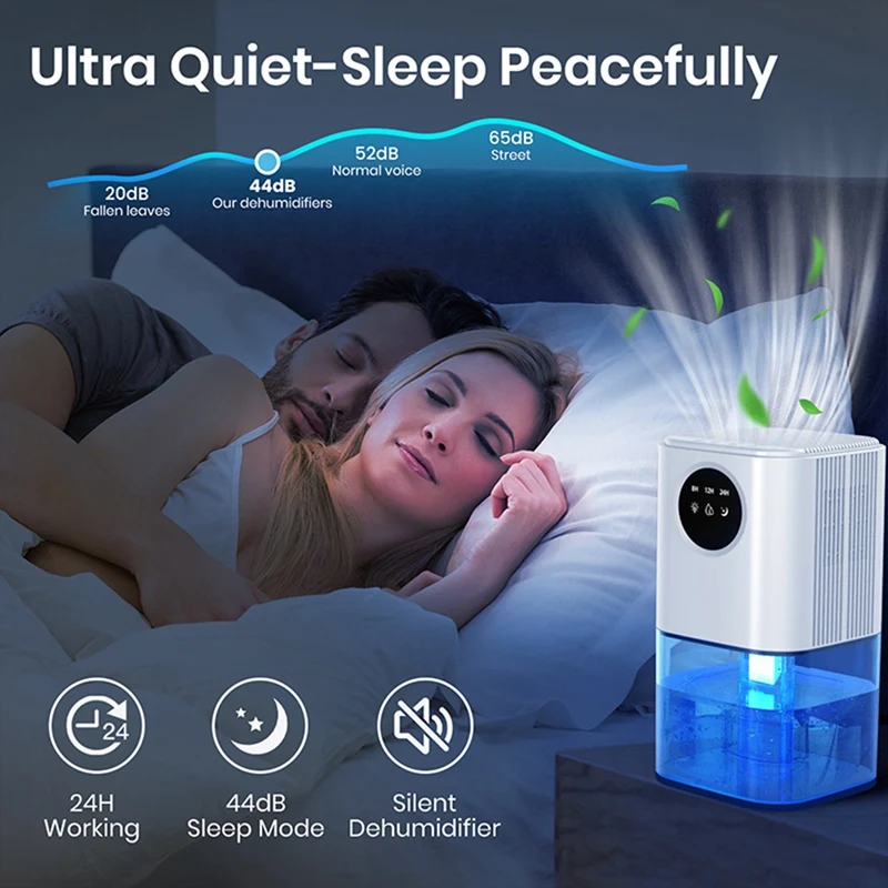 مزيل الرطوبة للمنزل الذكي مع أضواء توقيت ولون ، محمول ، مناسب لقبو الحمام ، سعة كبيرة ، 1.7 لتر