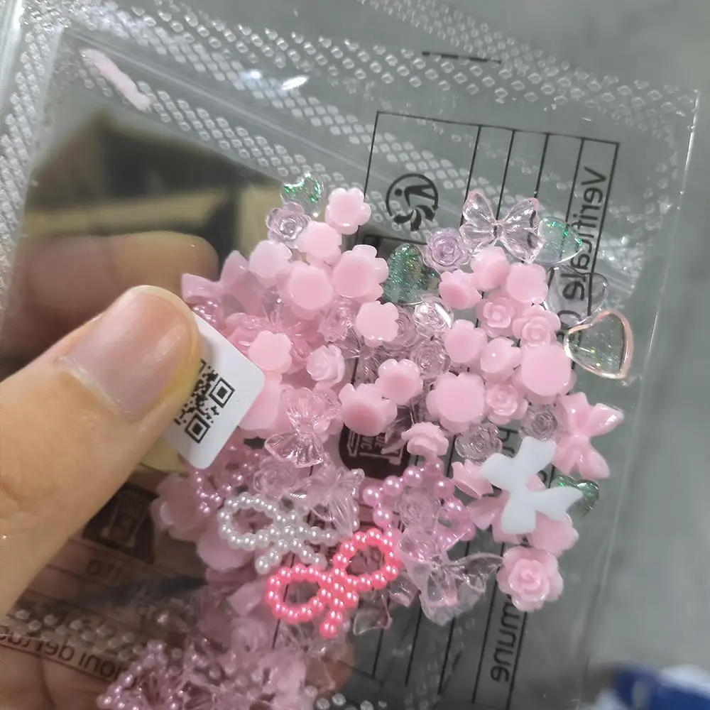 50/100pcs 3D Random Mixed Rose Bow Nail Charms Mix Simulation Pearls Y2K Nail Art Decorations Korean Sweet Manicure Accessories