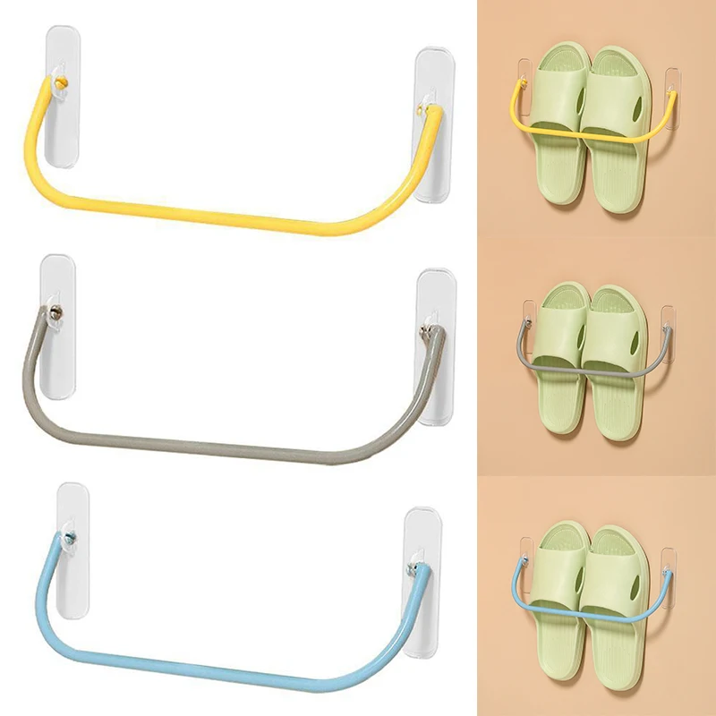 

Plastic Shoes Storage Racks No Punching Wall-mounted Slippers Drain Rack Shelf Sneakers Organizer Bedroom Bathroom Accessories