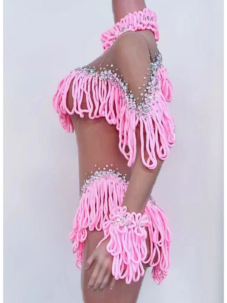 高品質ホットスタンプとカラーブロックタッセルセクシーシースルーメッシュジャンプスーツ2025新作ファッションカスタムレディース服