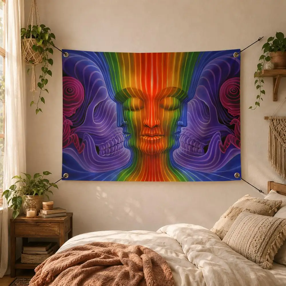 Art Psychedelic Alex Grey Flags Decorative Flag Banner for Outdoor Garden Yard Camping Party Home Wall Hanging Decor