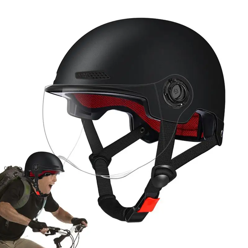 

Men Motorcycle Helmet Woman Electric Motor Car Scooter Bike Open Face Half Helmet Anti-UV Safety Hat Bicycle Cap with Goggles