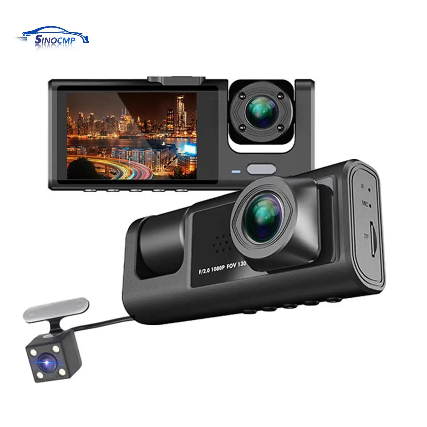 

1 Set Car DVR S1 2"Screen HD 1080P 3 Cameras Inside WiFi Version 170 Degree Wide Shot Night Vision 24-Hour Packing Monitoring
