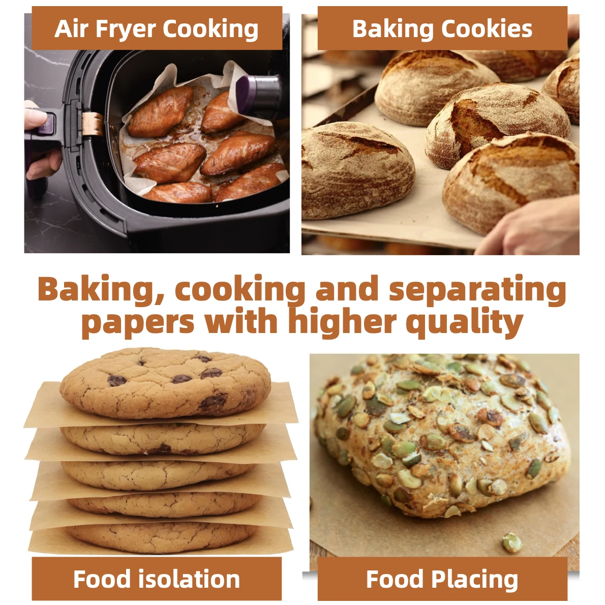 ورق خَبز ورقية للرق ، مربع مسبق الصنع ، غير لاصق ، شوي ، تعبئة طعام ، فرن ، مقلاة هوائية ، خبز بالبخار ، كعك ، بسكويت ، شو شو شو
