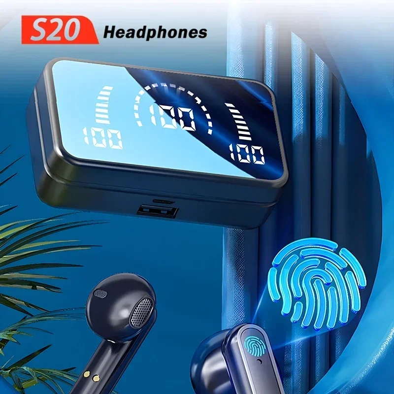 TWS S20 سماعة بلوتوث لاسلكية سماعة Hifi ستيريو ألعاب رياضية مقاوم للماء سماعة أذن Handfree