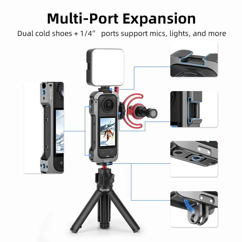 

2025 Brand-New Magnetic Metal Frame Rabbit Cage With 1/4 Expansion Bracket 360° Action Camera Accessories For X5 Rabbit Cage