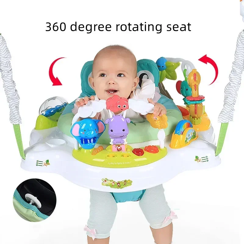 [Funny] Lovely LED Light and music Baby bouncer jumping chair swing 360 degree rotating seat baby toys birthday gift for kids