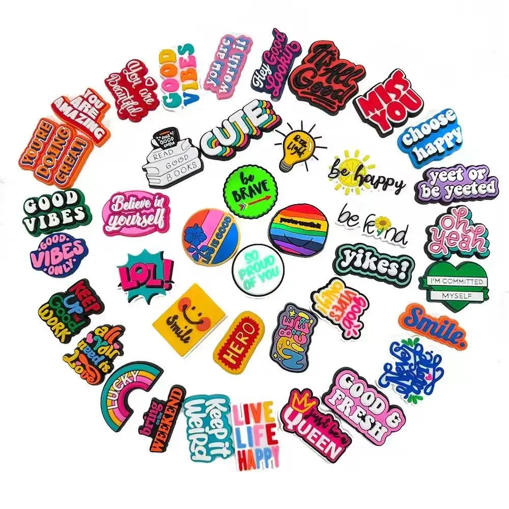 20/40pcs Funny English Phrases Shoe Charms For Sandals,Shoe Decoration Accessories Shoe Pins Great Gift For Men Wom
