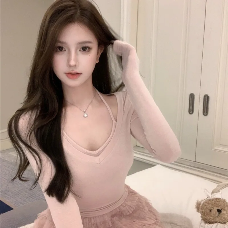 

Women's Knitted V-Ne Base irt + Cake Skirt Faionable Set Ne Hanging Lobone 2025 Autumn New Sle Two-Piece Suit