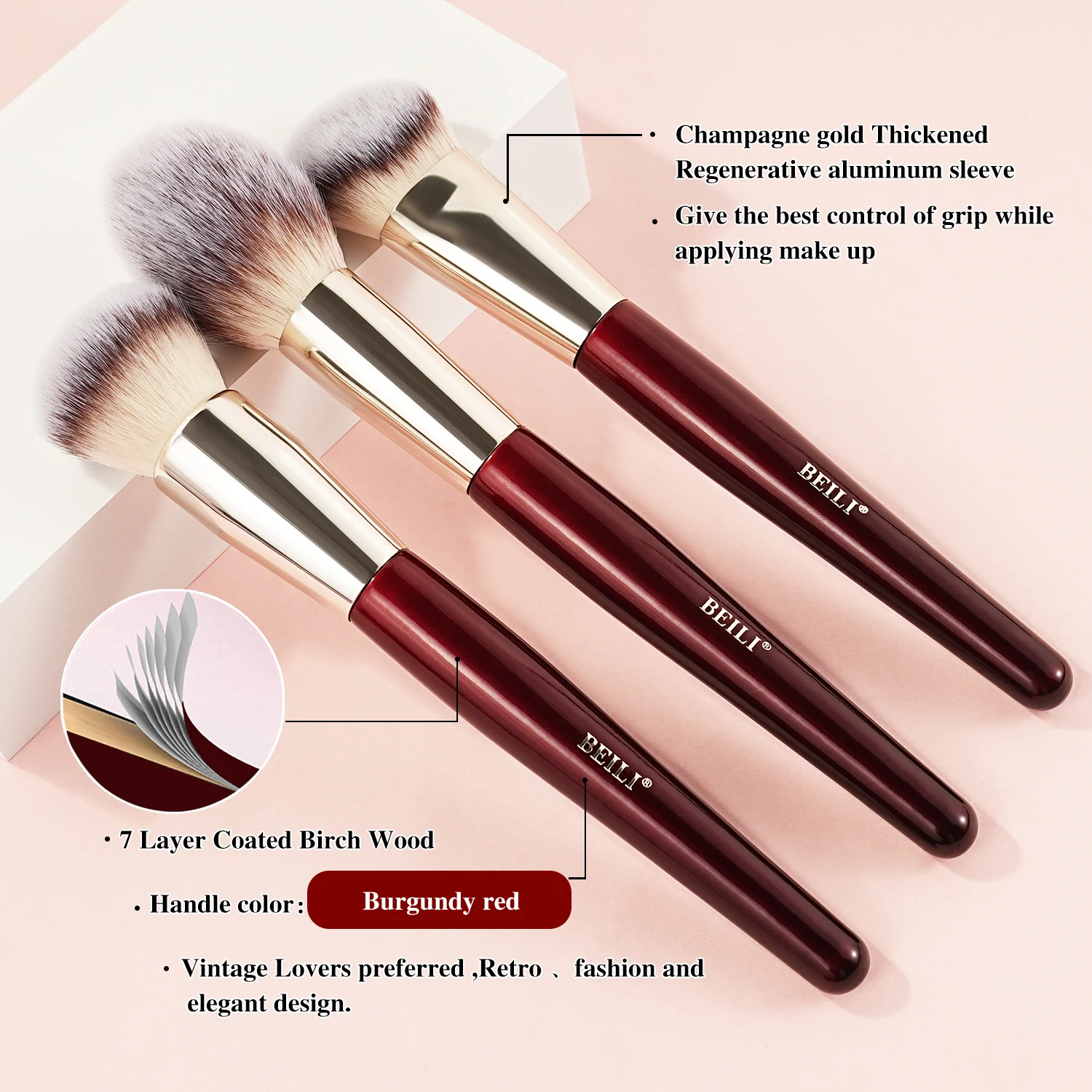 BEILI Professional Makeup Brushes 9/15/30Pcs for Foundation Contour Eyeshadow Blending Synthetic Hair Cosmetics Brush Set