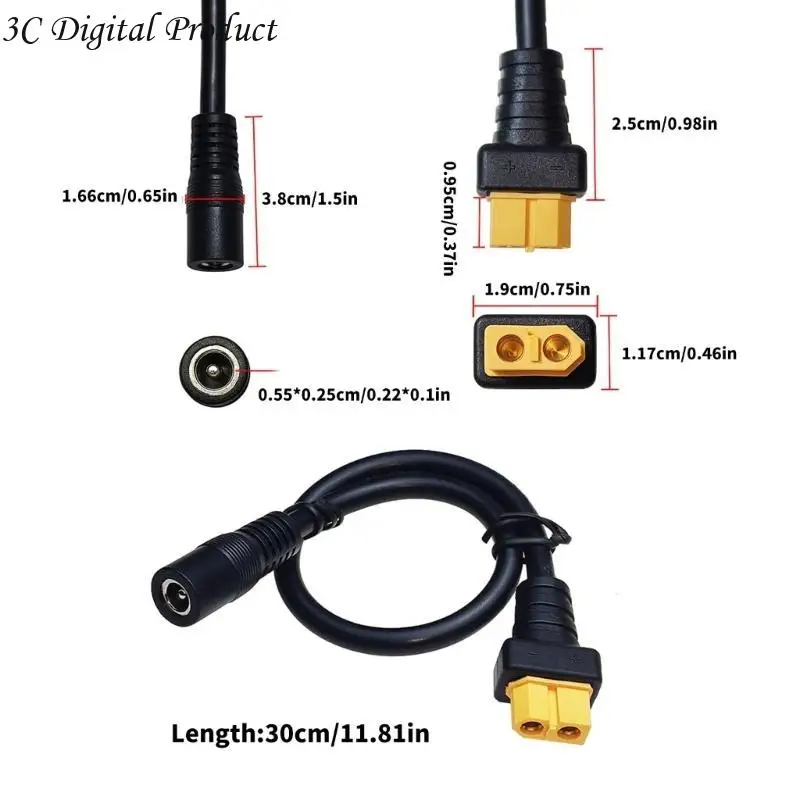 XT60 Женский до DC5525 Женская зарядка кабель 12AWG для использования возобновляемых источников энергии Q84A