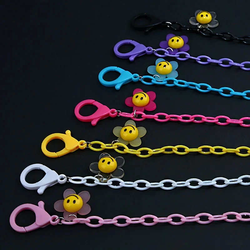 2021 New Acrylic Mask Chain Flower Smile Pendant Lanyard for Women- Student