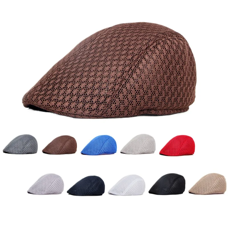 

Hat Wholesale Korean Men's And Women's Beret Solid Color Hollow Mesh Peaked Cap Advance Hats Breathable Summer Sun Hat