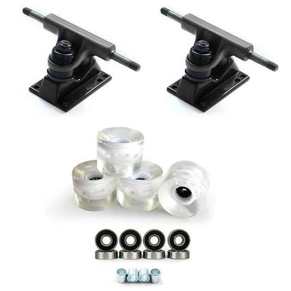 

DIY 3.25Inch Black Skateboard Trucks with 60X45mm PU LED Skateboard Wheels Bridge and ABEC-9 Bearings,Black