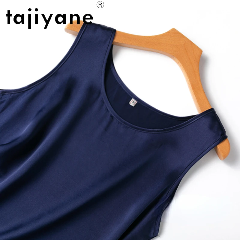 TAJIYANE 100% Mulberry Silk Tank Tops Women Sleeveless Womens Clothing Summer 2024 Fashion Straight Type More Colors Кроп Топ