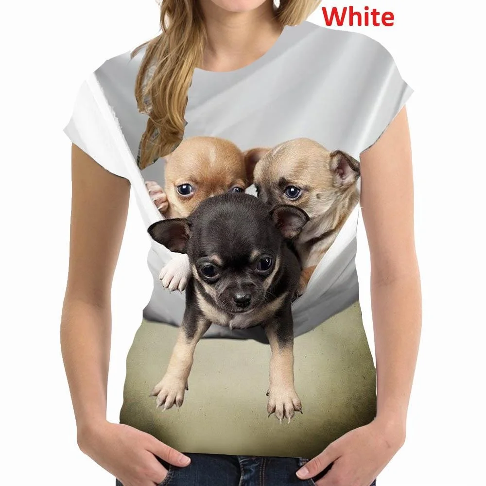 Hot Sale New Summer Chihuahua Dog 3D Printing T-shirt Cute Animal Chihuahua T Shirt Men And Women Short Sleeve 2XS-6XL