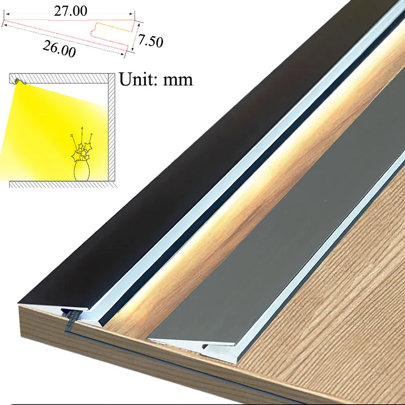 No Slotting Surface Mount Cabinet Strip Light Oblique DC12V Ultra Thin Inward 45 Degree Invisible Wardrobe Figure Cocktail Lamp