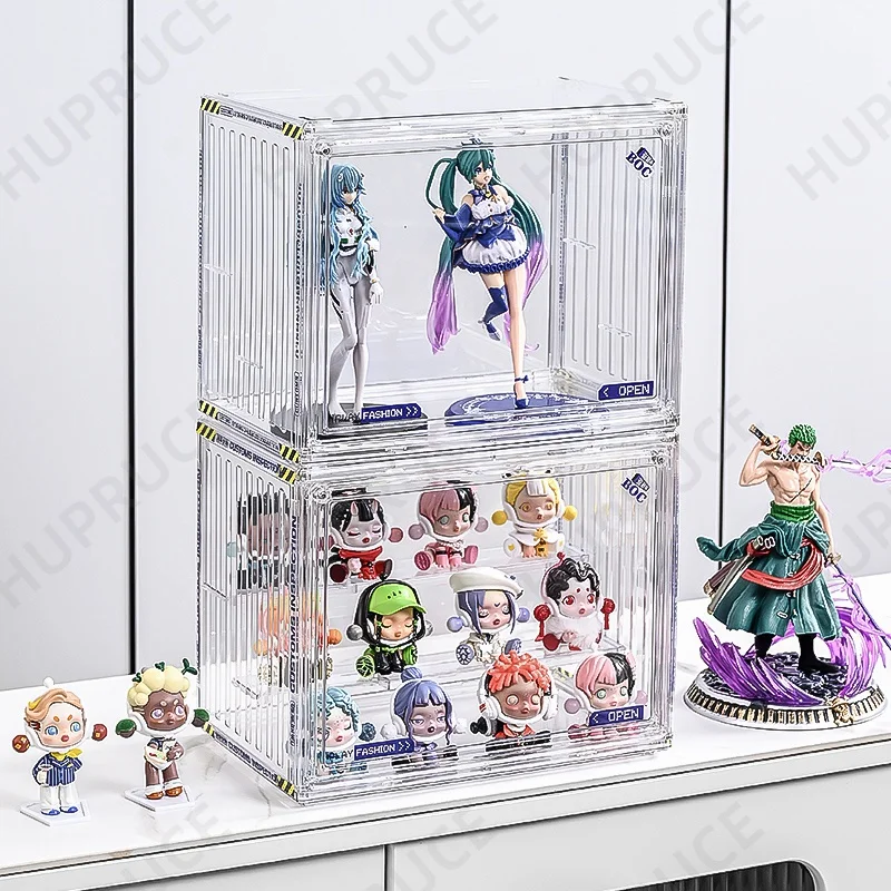 Transparent storage box organizer for fingures Blind Box Showcase Acrylic box Dolls 3 Tier Riser Stand case