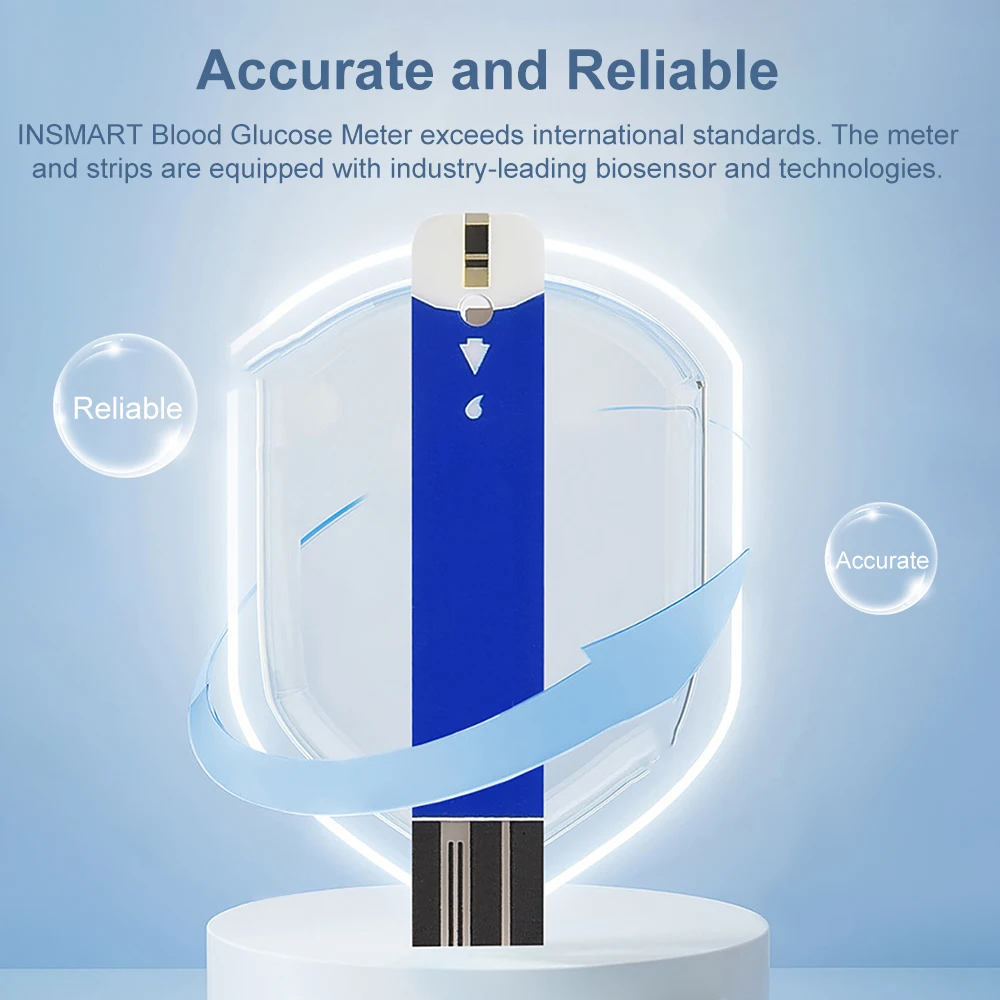 INSMART Medidor de glicose no sangue Kit de teste de diabetes 50 Tira de teste de glicose no sangue Kit de glicosímetro Monitor de açúcar no sangue