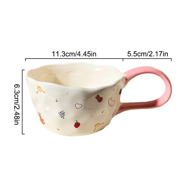 300ml Hand Pinched Irregular Ceramic Mugs Cute Bear Rabbit Coffee Cups Milk Cup for Kids Breakfast Oatmeal Cup Festival gift