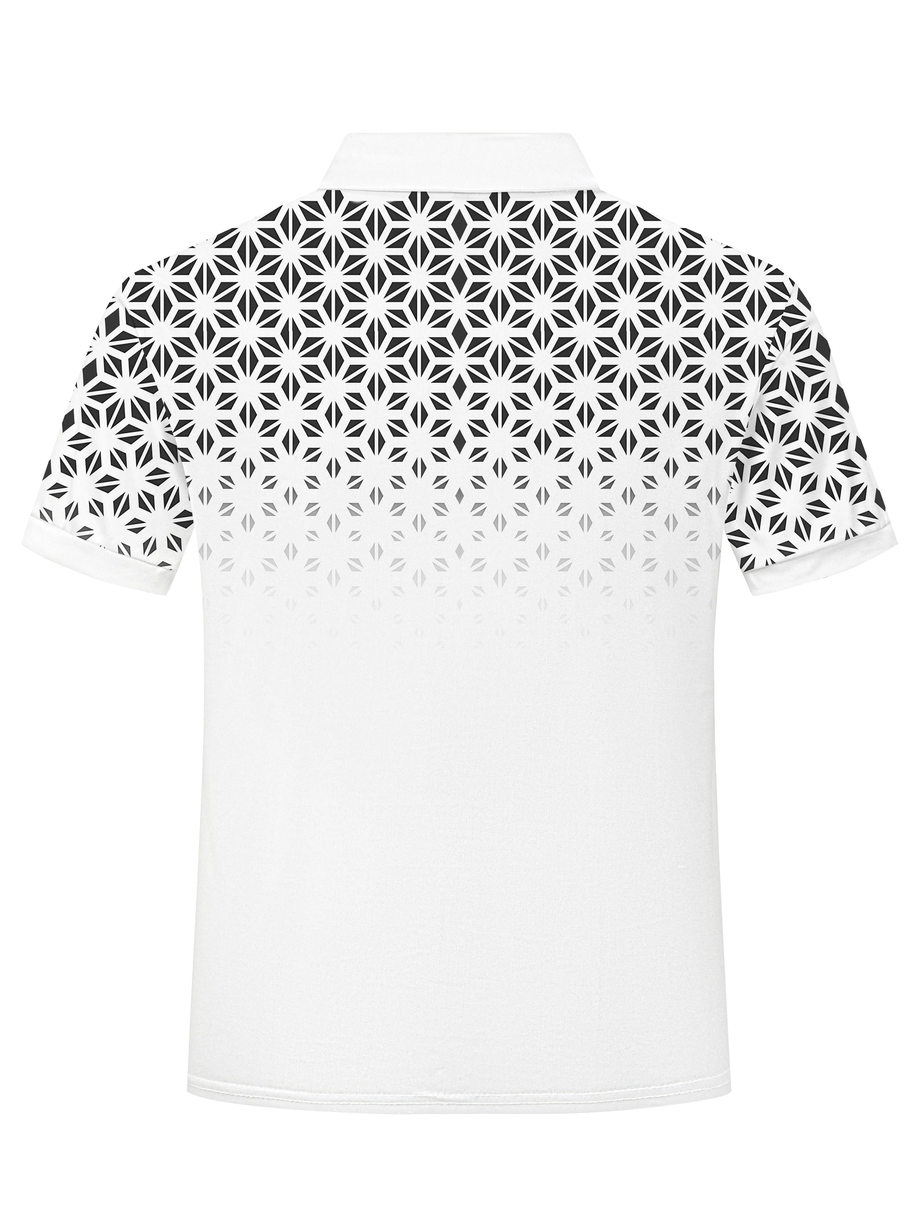 New men's short-sleeve polo shirt T-shirt, loose-fitting and tailored with printed patterns, versatile basic crew-neck top suita