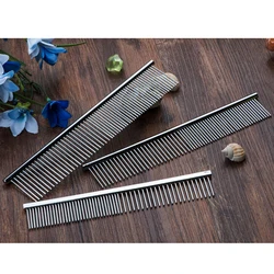 Hot Sale Stainless Steel Pet Hair Trimmer Combs Puppy Cat Cleaning Brush Pet Shedding Grooming Asymmetric Dog Long Hair Comb