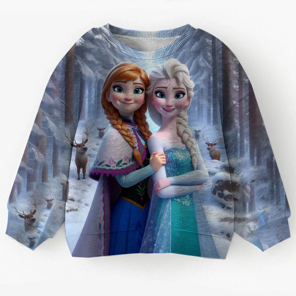 

Princess print women's sportswear for spring and autumn, new top pullover, children's cartoon 15 color long sleeved top