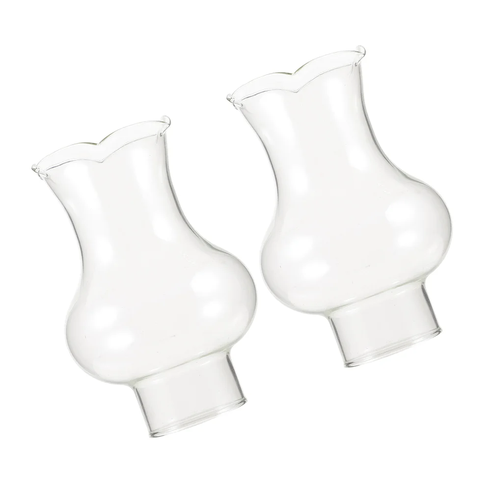 2 Pcs Kerosene Lamp Accessories Glass Oil Cover Shade for Clear Chimney Replacement