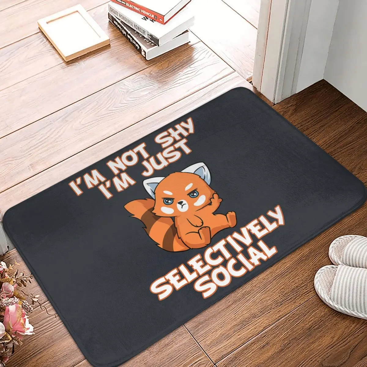 Cute I'm Not Shy I'm Just Selectively Social Bathroom Non-Slip Carpet Shy Red Panda Bedroom Mat Welcome Doormat Home Decoration