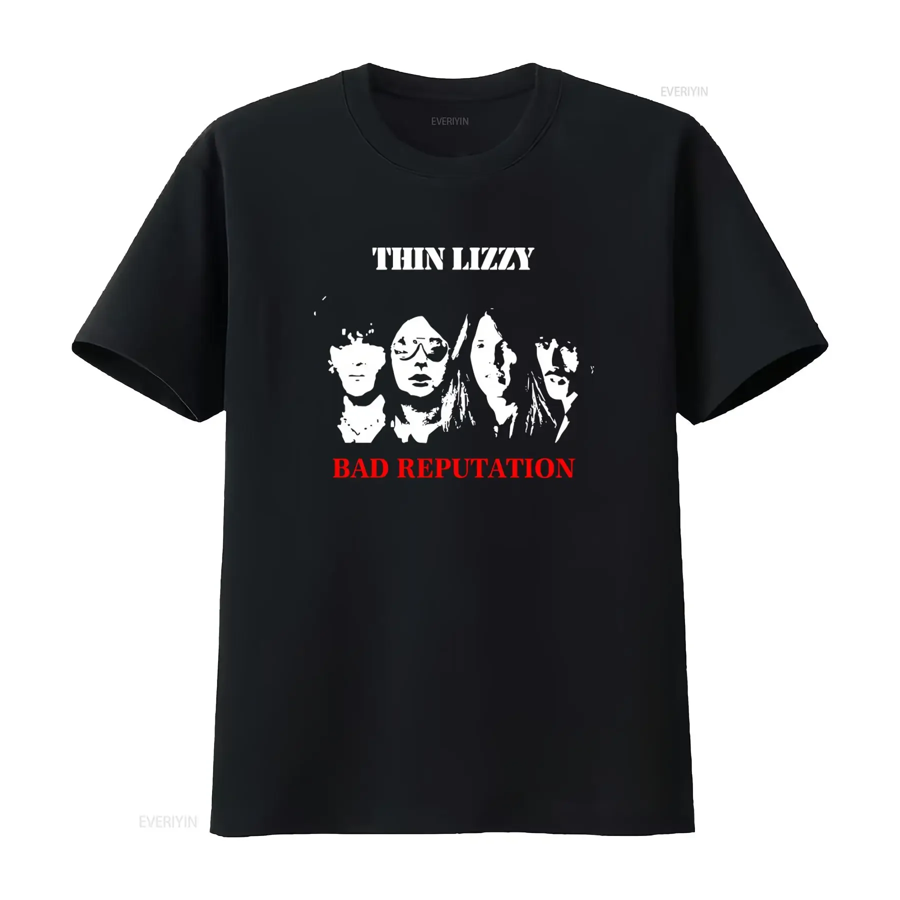 Camiseta Thin Lizzy Bad Reputation, Diseño Inspirado en la Banda de Rock, para Amantes de la Música, Ropa de Diseñador Vintage Lavada, Elástica, para Hombre