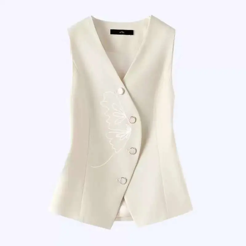 

Women High-end Embroidered Suit Vest Spring Autumn Coat 2026New Fashion V-neck Sleeveless Jacket Vest Female Waistcoat Outerwear