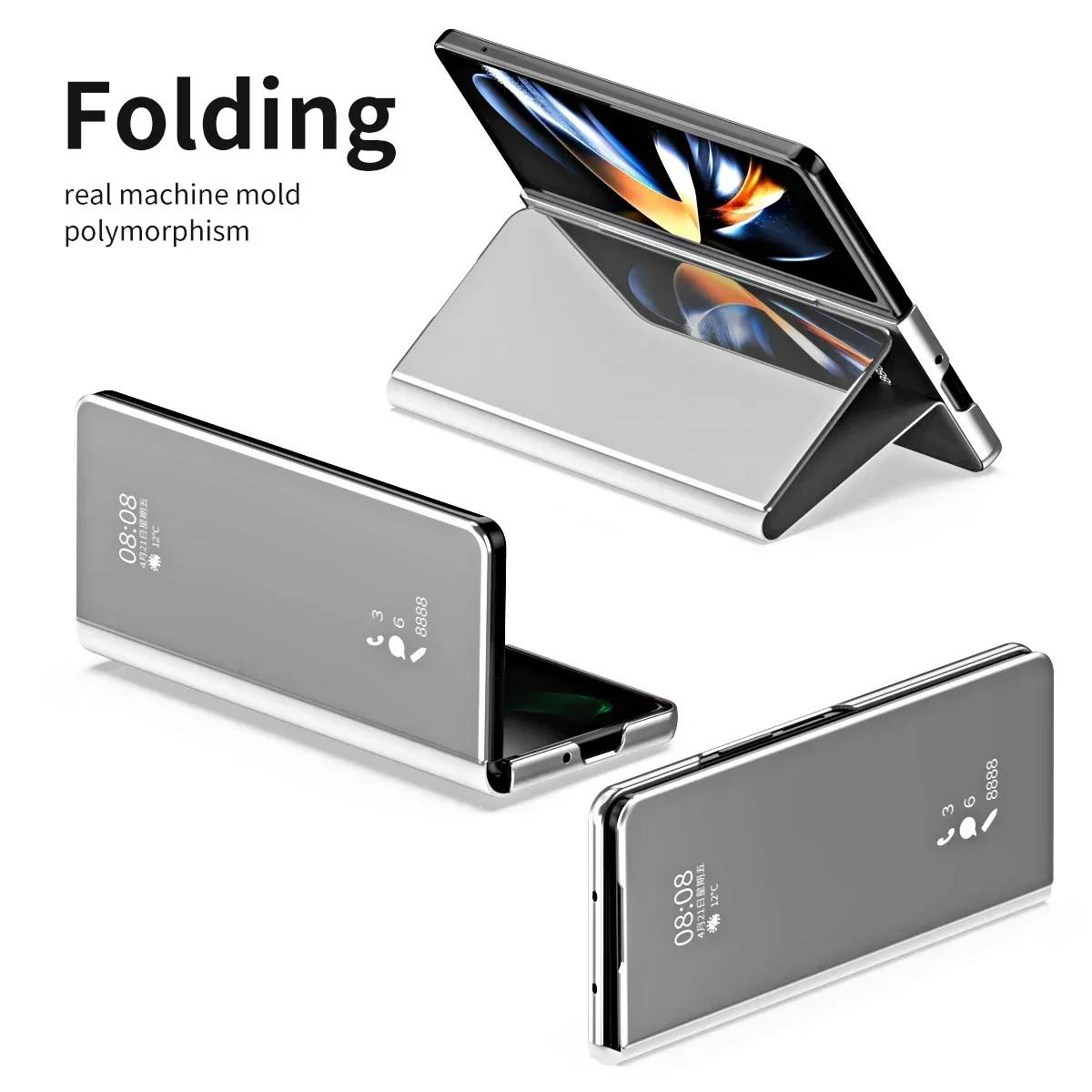 For Samsung Galaxy Z Fold 6 5 4 3 Case Luxury Mirror Full Protective Folding Leather Shockproof Protection Cover Accessories