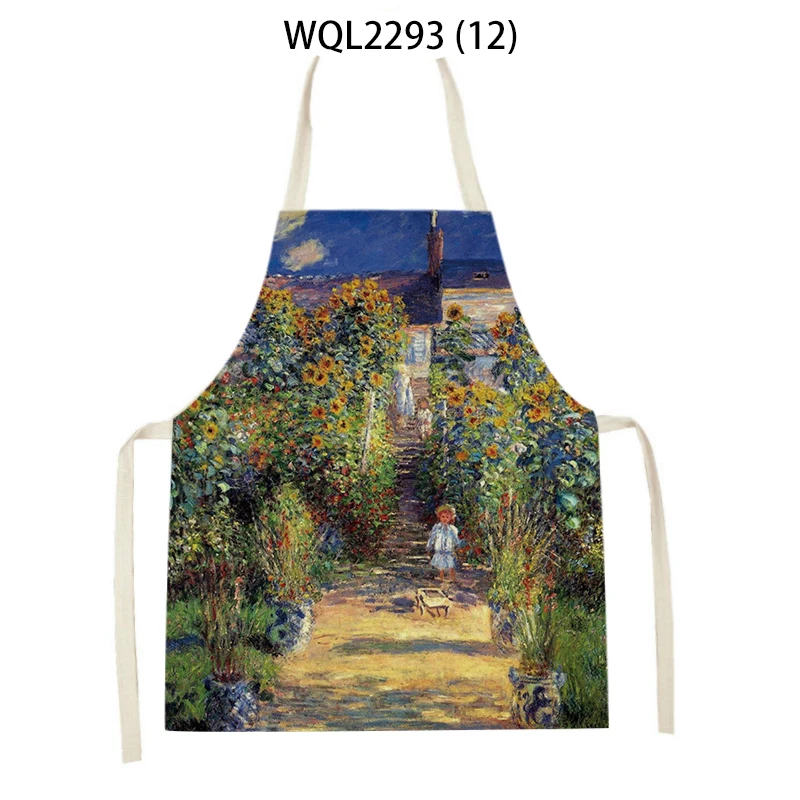 1Pcs Van Gogh Cooking Kitchen Apron for Woman Men Chef Waiter Cafe Shop BBQ Hairdresser Aprons Bibs Kitchen Accessory 38x47cm