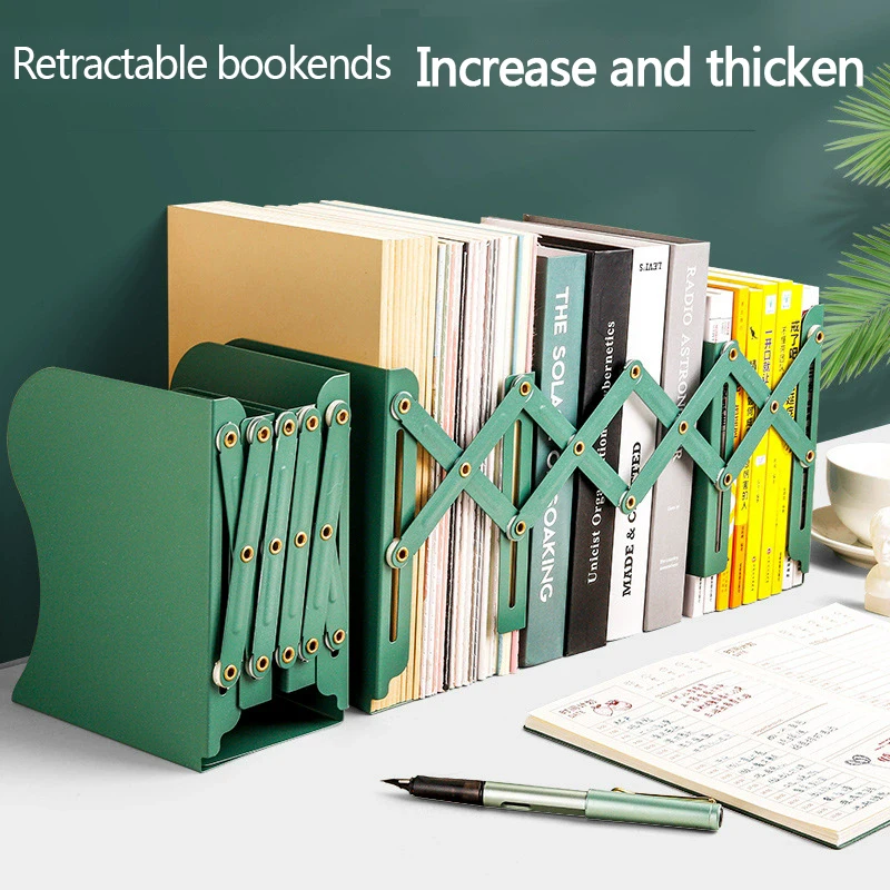Sujetalibros retráctiles para estantes, juego de soporte para libros, estantería ajustable con portalápices, organizador de escritorio, accesorios de oficina