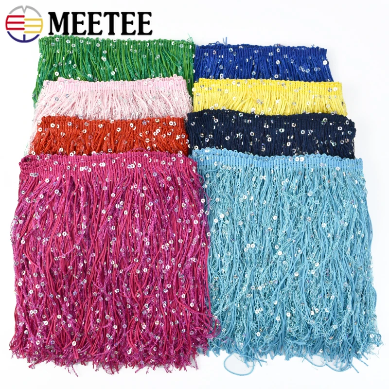 

2/5/10Meters 20cm Sequin Tassel Lace Trim for Sewing Skirt Dance Dress Glitter Fringe Ribbon Tape Fabric DIY Crafts Accessories