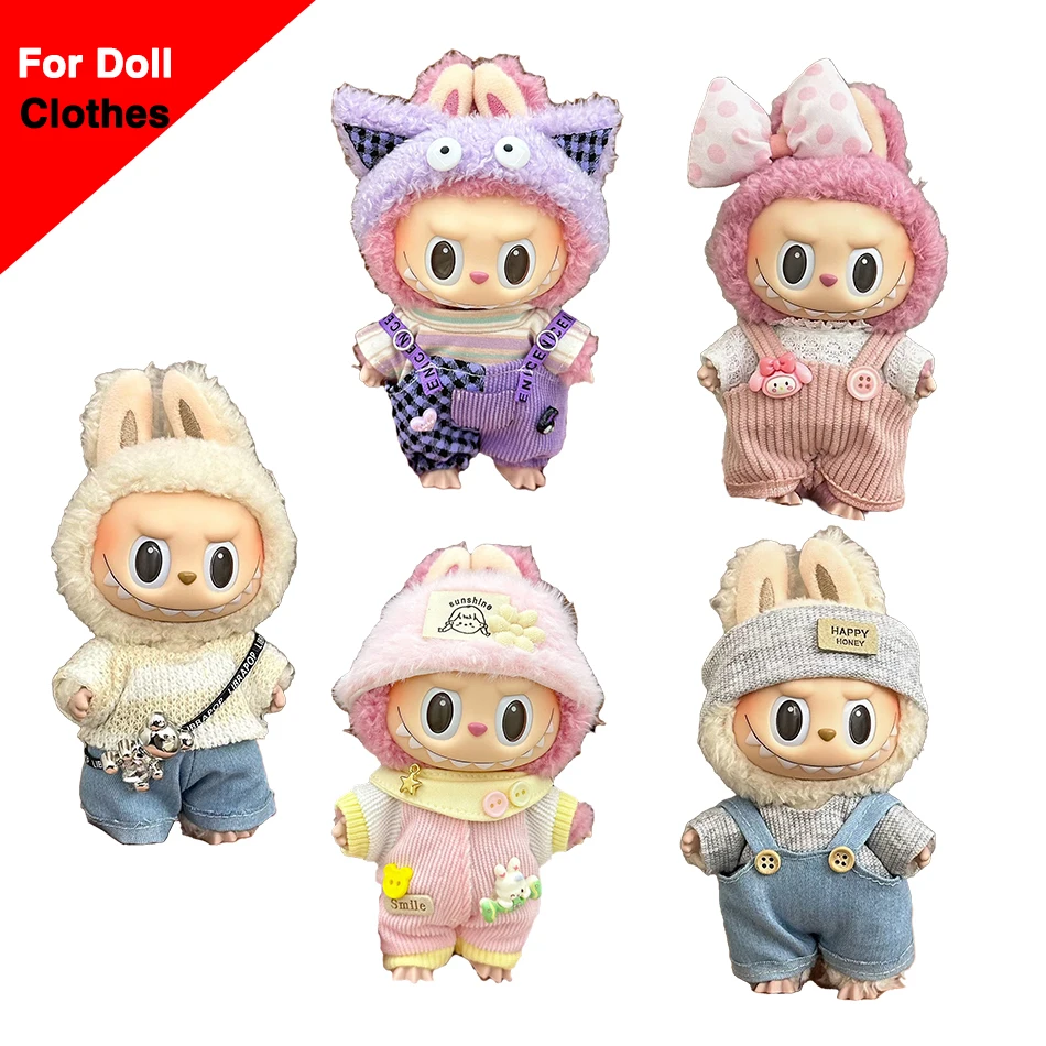 

17cm Mini Doll Clothing Accessories Korea Kpop Exo Labubu v1v2 Strap Skirt Suit Clothing Cute Plush Doll Clothing Gift