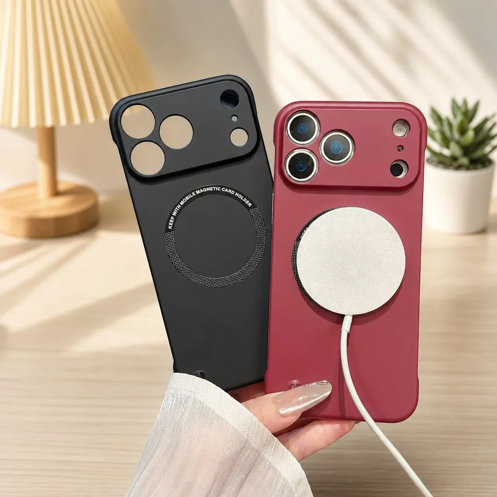 Ultra Thin Hard PC Magnetic Frameless Phone Case For Magsafe For iPhone 18 Pro Max 17 Air 16 15 Plus 5G Matte Color Solid Cover