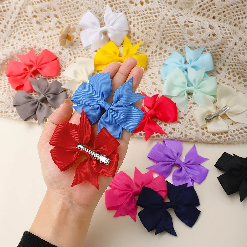 2 teile/los 3,25 ''Ripsband Haar Bögen Clips für Baby Mädchen Nette Handgemachte Bowknot Haarnadel Haarspange Headwear Haar Zubehör