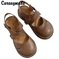 Careaymade-vera pelle stile romano sandali letterari retrò scarpe da pescatore estate carina scava fuori scarpe da spiaggia scarpe da donna