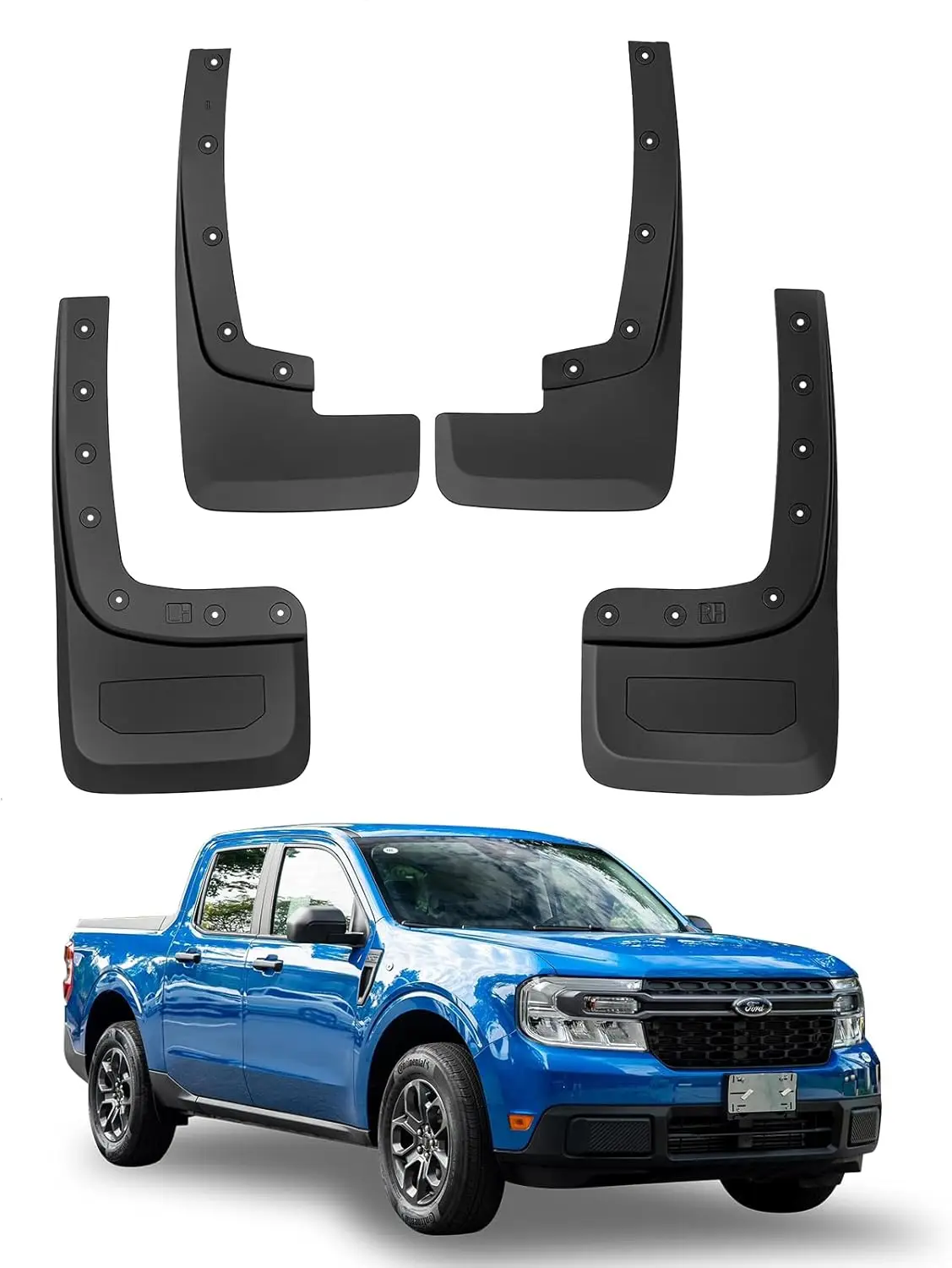 

No Drill Mud Flaps for Ford Ranger 2024 2025, 4 Pcs Front Rear Splash Guards, Not for Raptor