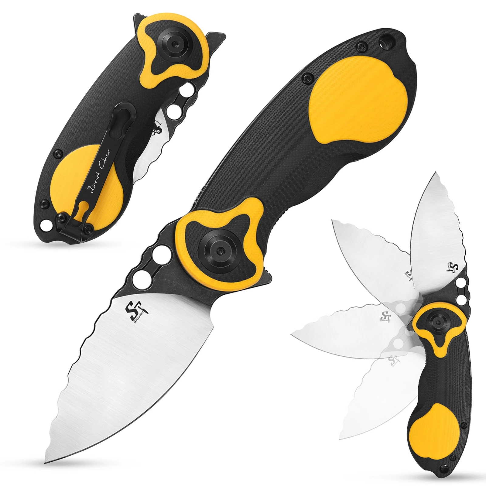 

Sitivien ST161 Folding Pocket Knife DC53 Steel Blade G10 Handle EDC Tool for Working Outdoor Camping Hiking Fishing