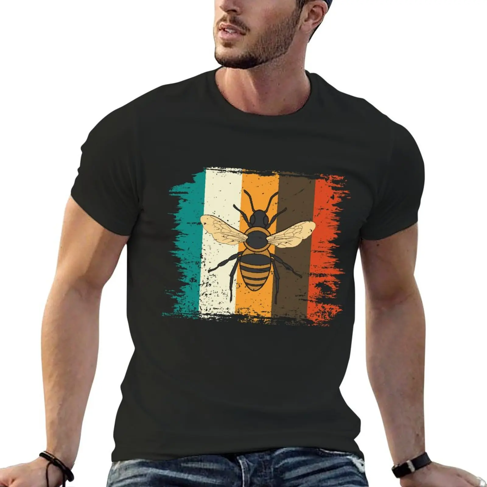  Bee insect retro vintage beekeeper gift animal T-shirt boys animal print Short sleeve tee Men's t-shirts