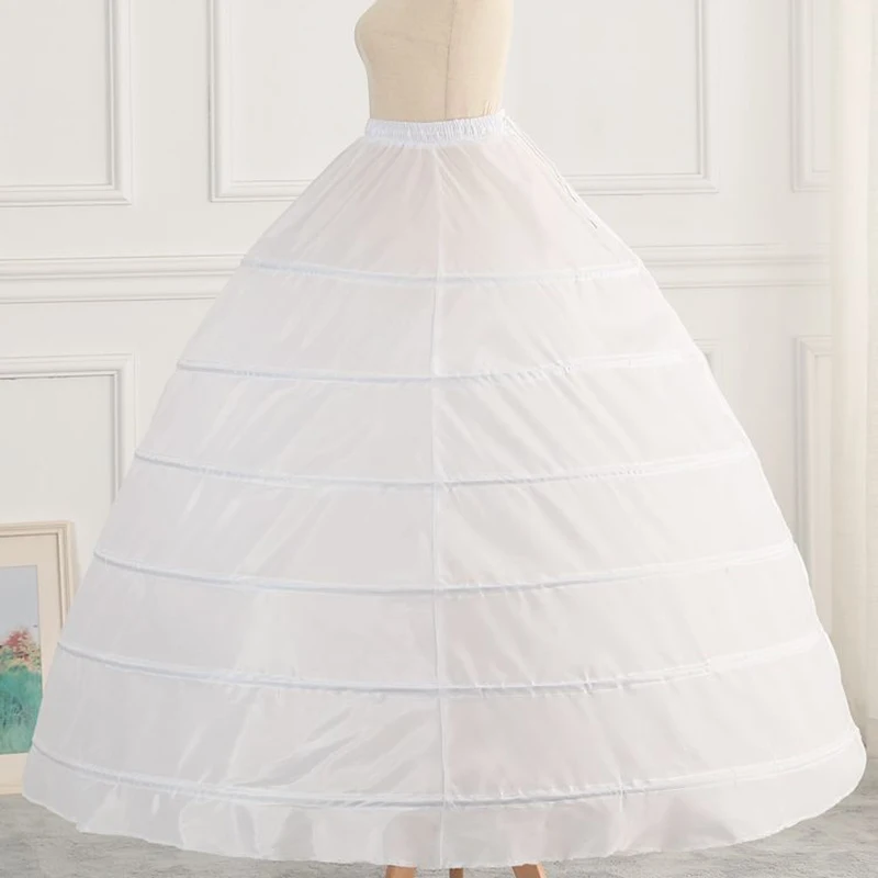 2024 White Babyonlinedress 6 Hoops Crinoline Ball Gown Wedding Petticoat Fluffy Underskirt Half Slips Wedding Accessories Stock